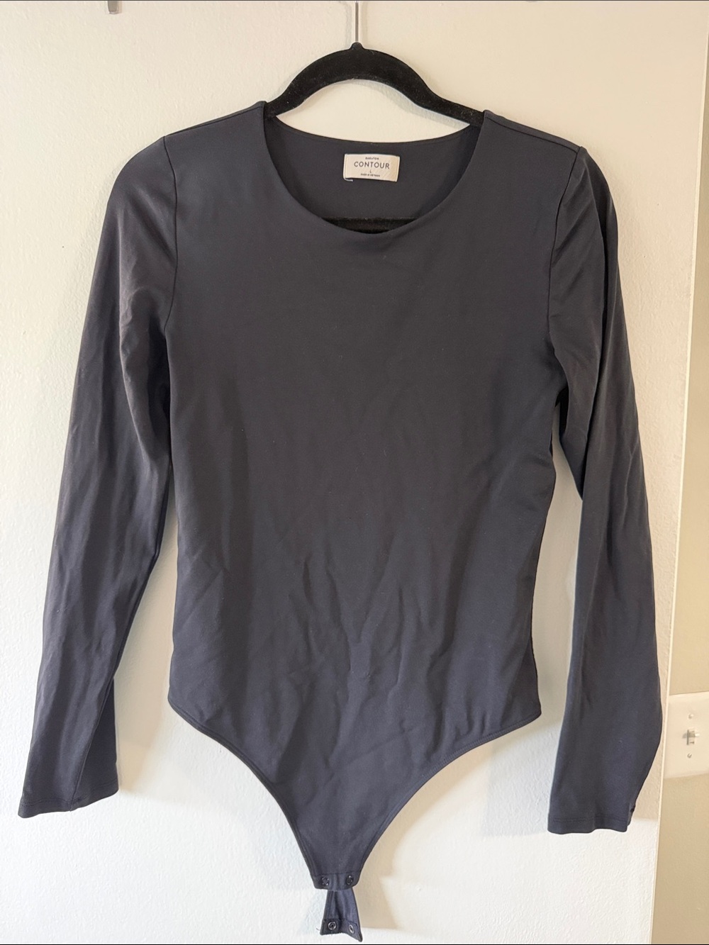 Babaton Black Long-Sleeve Crewneck Bodysuit